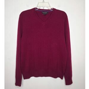 Banana Republic maroon red merino wool long sleeve v-neck sweater - small